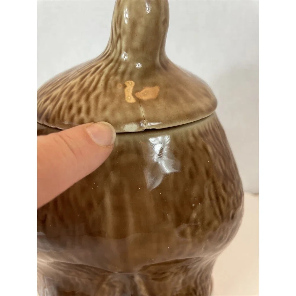 Vintage 1980s McCoy Pottery HOUND DOG Ceramic Cookie Jar Plain Face Brown #0272